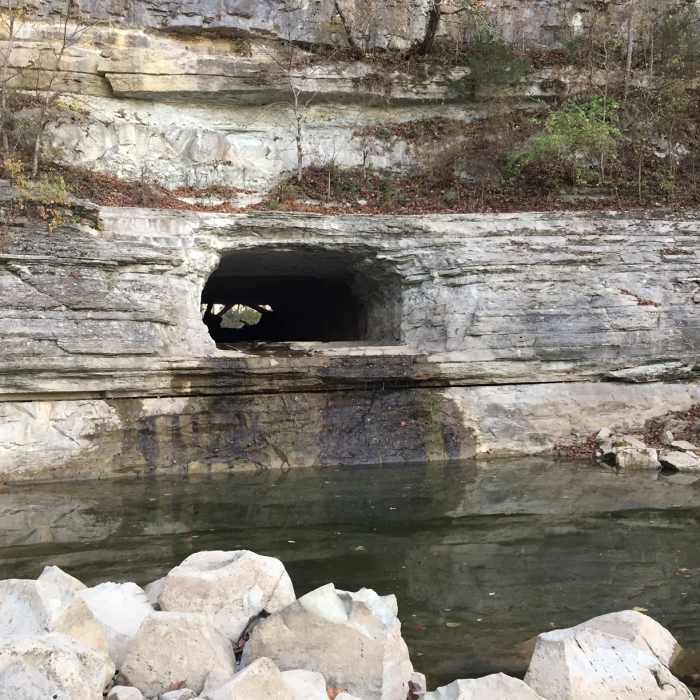 The Montgomery Bell Tunnel was originally built as a water-diversion tunnel. Near Bluff Overlook Trail