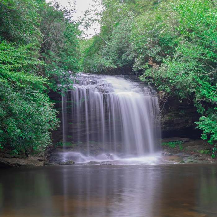 Schoolhouse Falls along the Panthertown Valley trail Near Big Green Mountain -- Little Green Mountain Loop