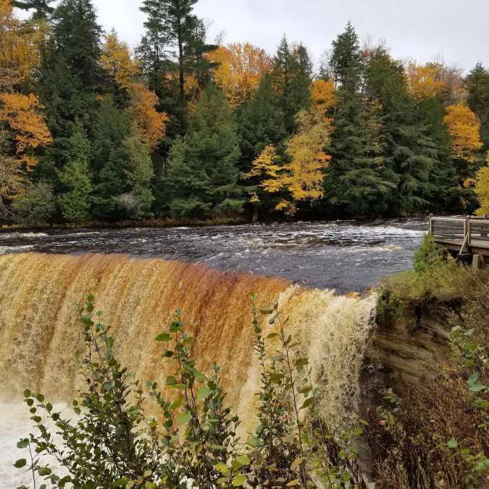 On the platform extension at the Upper Falls. Near Tahquamenon Falls Route