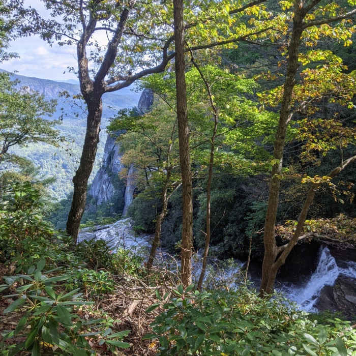 Top of Hickory Nut Falls viewed at the end of the Skyline Trail. Near Skyline Trail