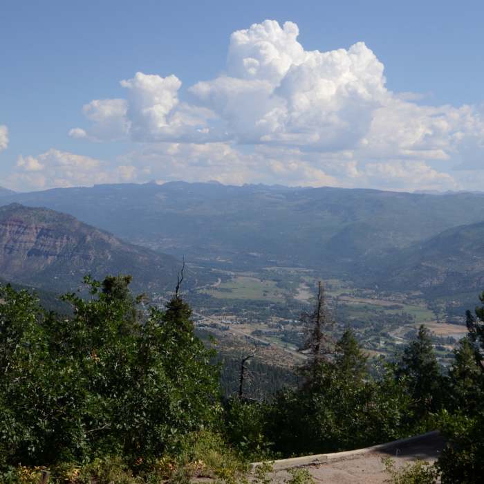 Looking out over the river valley far below. Near Animas Overlook Trail
