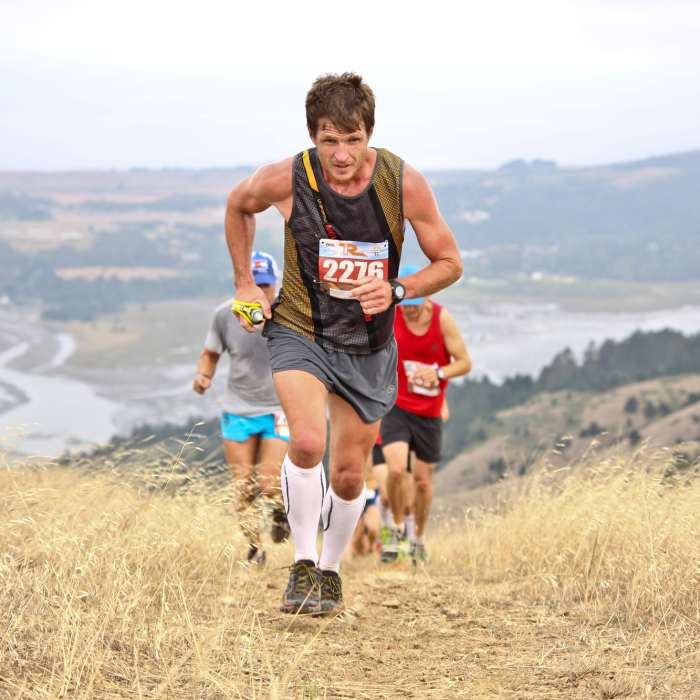Topping out the big climb at the Table Rock 27k Near Willow Camp Fire Rd.
