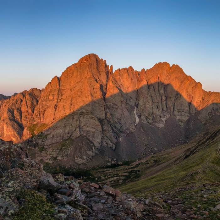 The Crestones in the shadow of Humboldt Peak Near Humboldt Peak East Ridge
