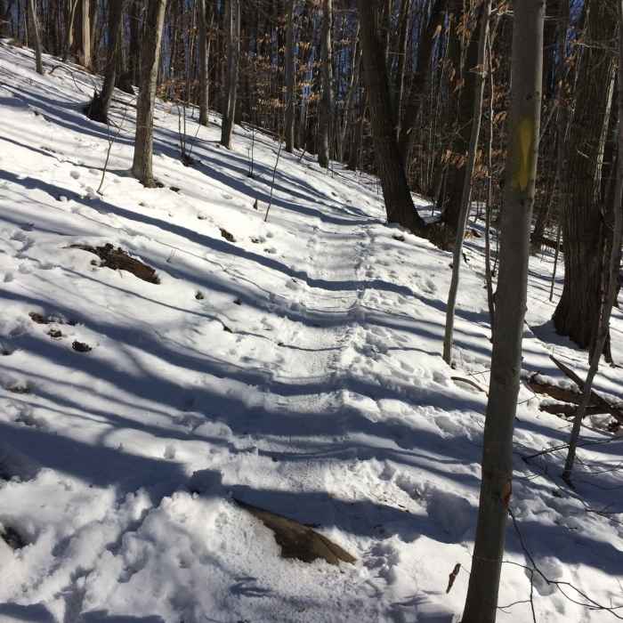 The great trail running fun does not end with winter. Bring the snowshoes or microspikes. Near Perimeter Trail
