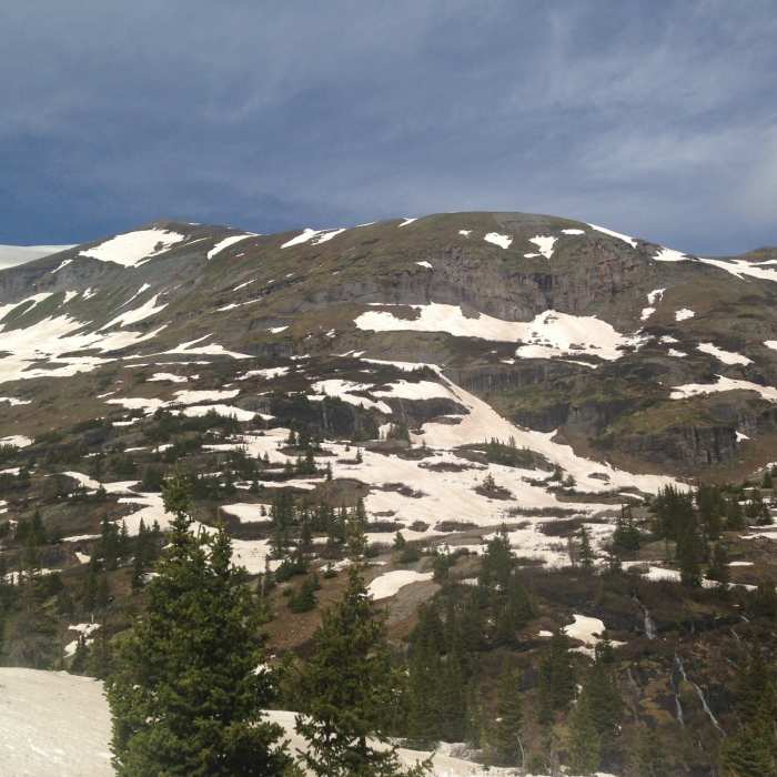 Lots of snow means lots of waterfalls along the trail. Near Blue Lake Trail