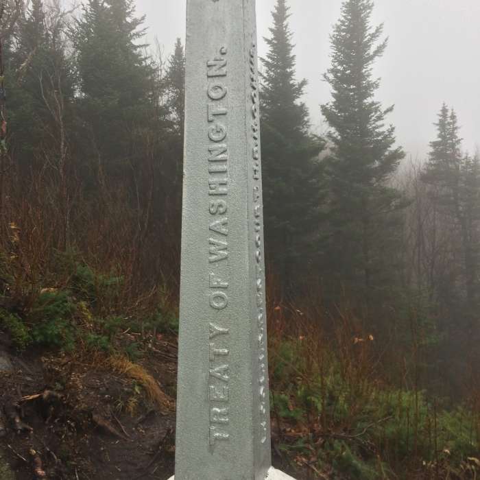 Vermont/ Canada Boundary Marker Near The Long Trail's Northern Terminus