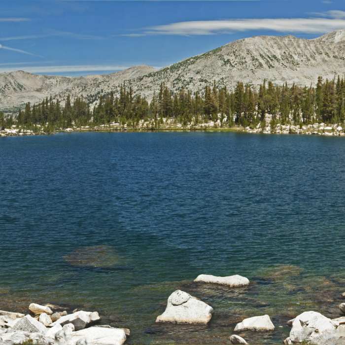 Lake 10700, looking towards Glacier Divide, which is on the other side of Evolution Valley Near Emerald Peak Lakes Route