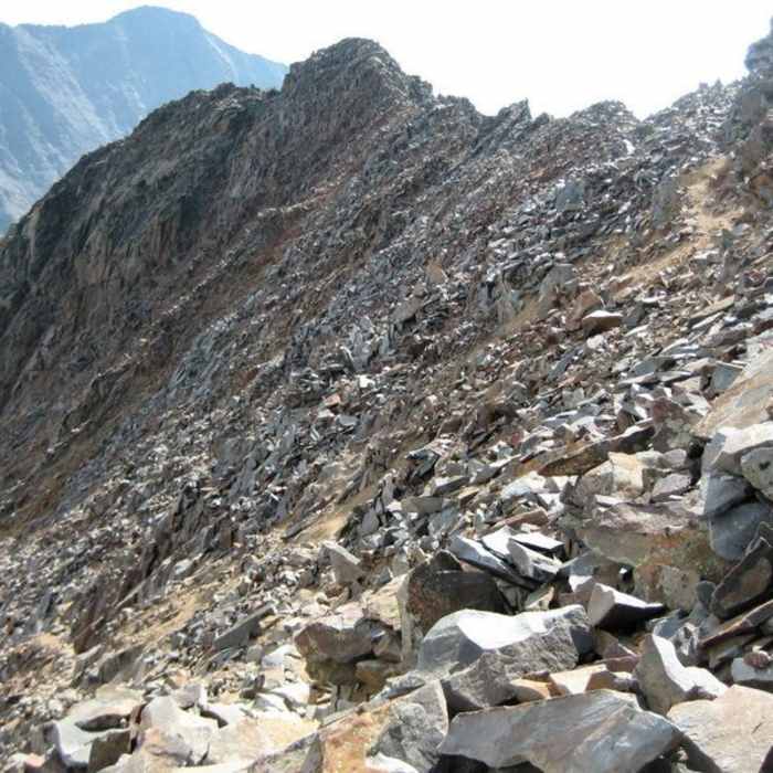 Looking back at the ridge below Wilson Peak's false summit. Near Wilson Peak Trail
