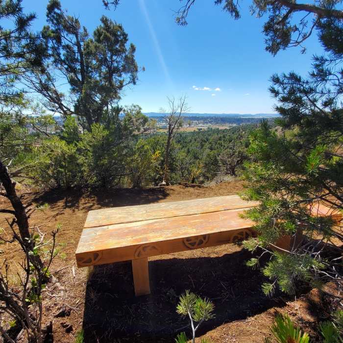 Nice bench and viewpoint on Spurline. Near Grandview Ridge Road