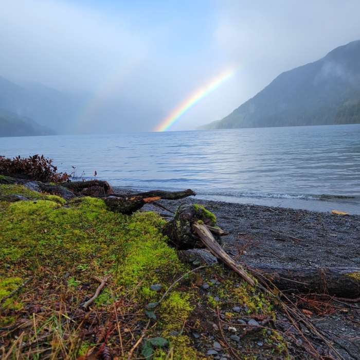 Double Rainbow Over Lake Cresent. Near Moments In Time