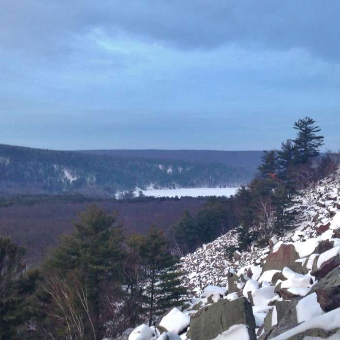 Halfway up, but before the steepest part. On the CCC Trail. Near Grottos Trail