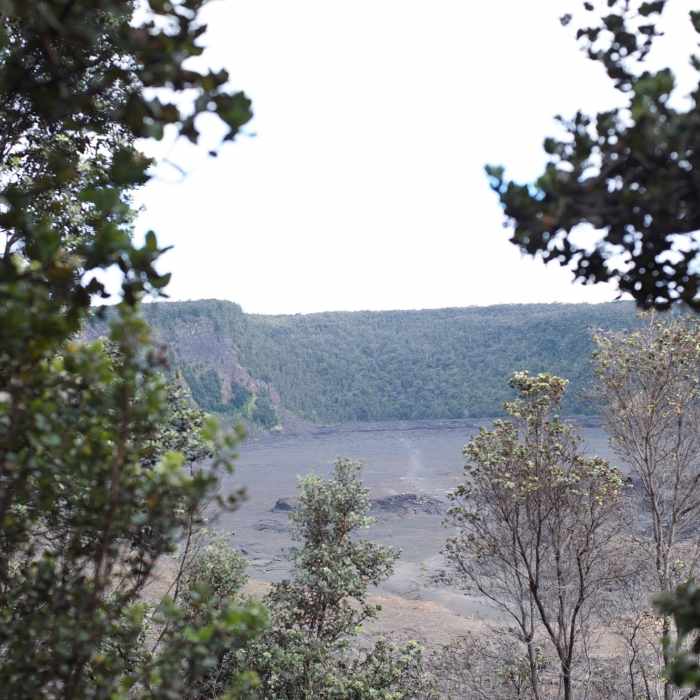 The hike descends into the crater. Near Byron Ledge Trail