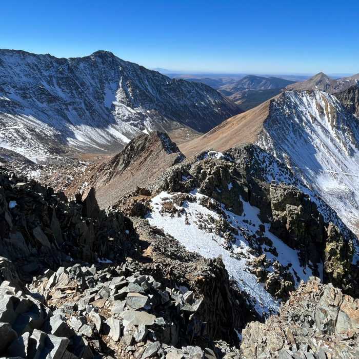 Looking back on the ridge you've ascended. Near Wilson Peak Trail