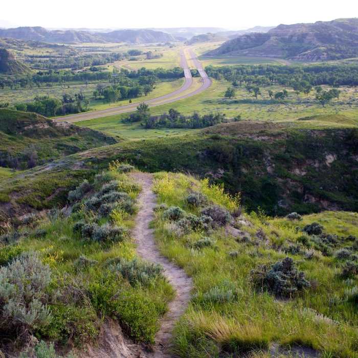 Not all the trails are yet paved Near Skyline Vista