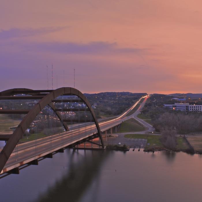 Pennybacker Bridge at Sunset Near Pennybacker Bridge Overlook Trail