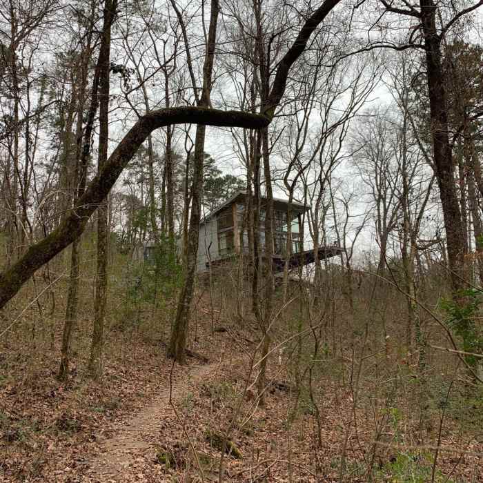 View of the Nature Center from the trail Near Marian Harnach Nature Trail