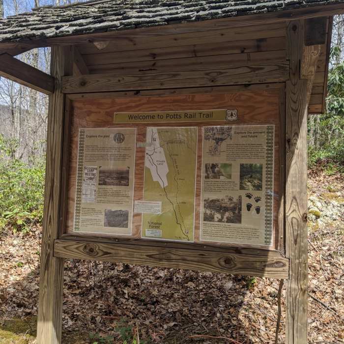 Trailhead Sign Near Potts Rail Trail