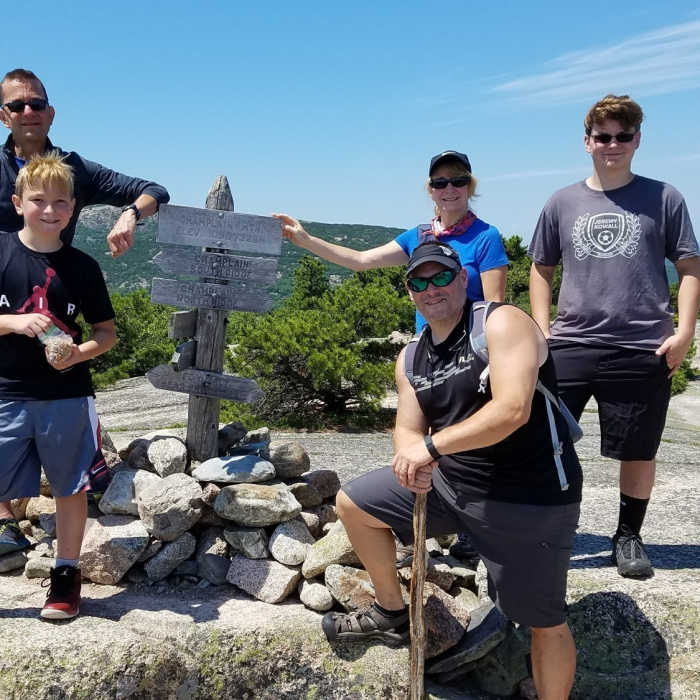 Perfect spot for a family photo, it was a perfect day. Near Champlain North Ridge Trail