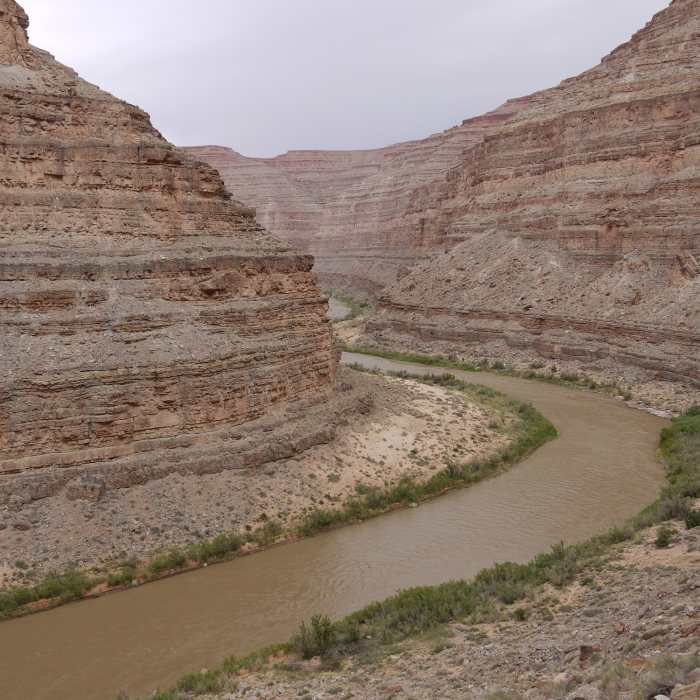 The San Juan River looks beautiful from the Honaker Trail. Near Honaker Trail