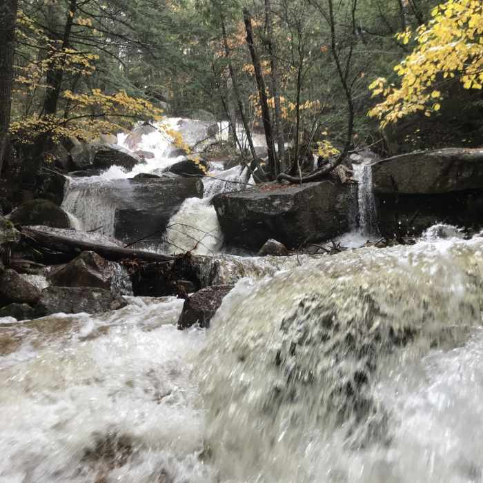 Below Thompson Falls during the rainstorm. Near Red's Trail (MMR)