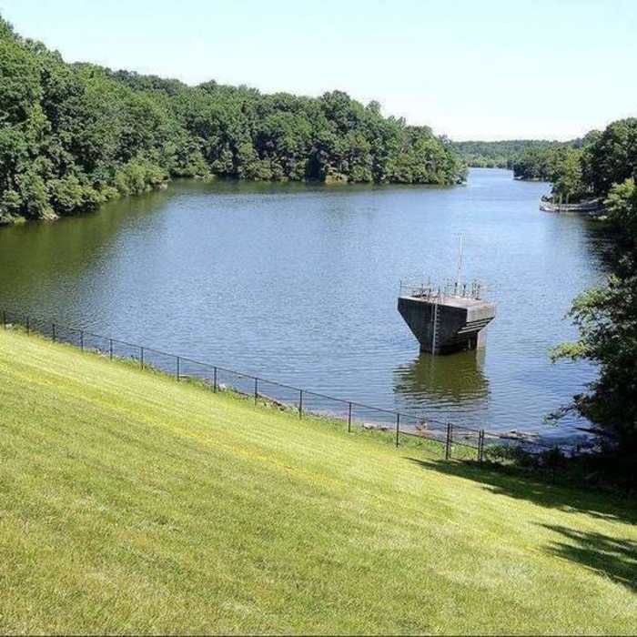 View of reservoir tower Near Lake Bernard Frank Loop