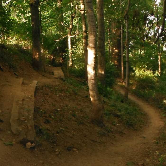 Optional more technical route to the left. Near Town Run Park