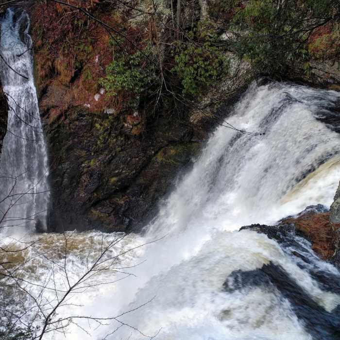The lower observation point of Raymondskill Falls - the tallest waterfall in Pennsylvania. Near Raymondskill Creek Trail