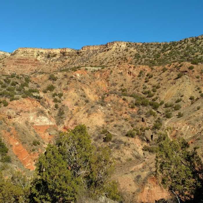 Looking up at Fortress Cliff along Rock Garden Trail. Near Comanche Trail South