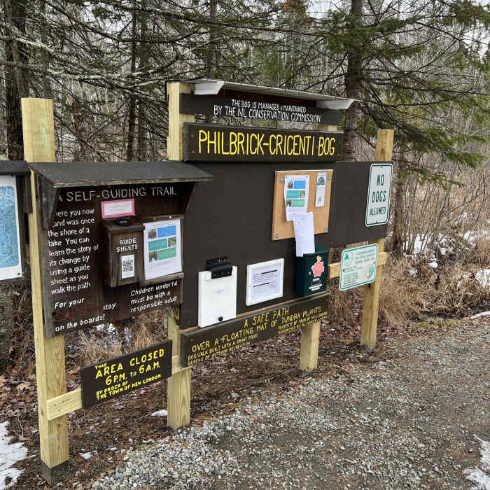 Trailhead for Bog Walk. Near Philbrick-Cricenti Bog Trail