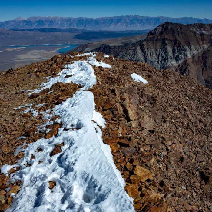 Mount Morrison viewed from the ridge of Bloody Mountain. White Mountain Peak can be seen far off in the distance. Near Bloody Mountain via Laurel Lakes Road and the Northeast Ridge