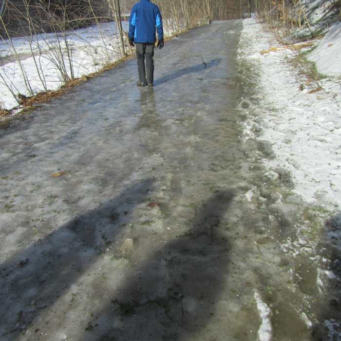 The trail can get just a little icy in the winter! Near Taughannock Falls via Gorge Trail