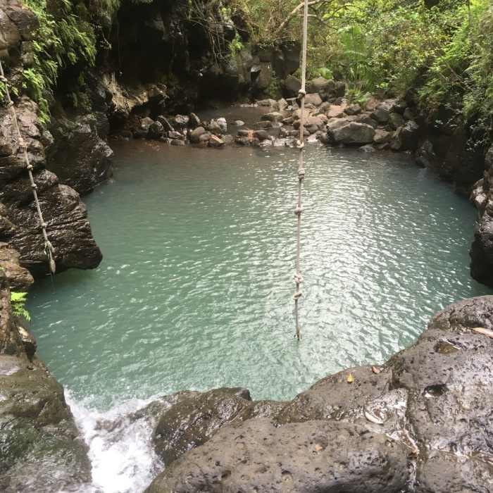 Take the rope swing at Lower Waimano Pool for a ride! Near Waimano Falls