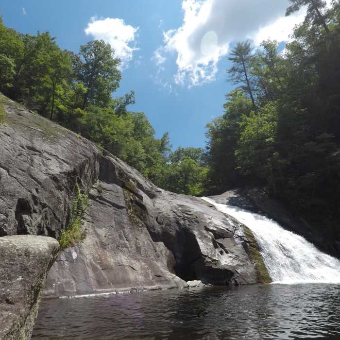 Harper Creek Falls dropping into one of the many great swimming holes along this trail. Near Harper Creek Trail