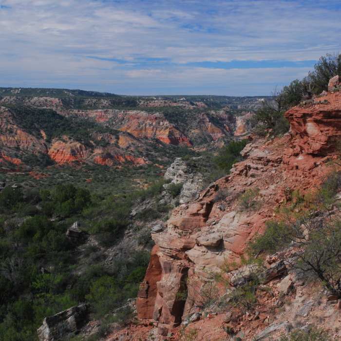Looking Northwest into the canyon from a lookout near the first rim. Near Comanche Trail South