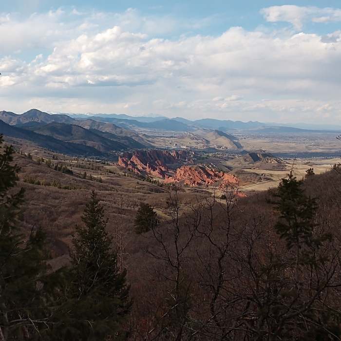 View of the rocks in April. Near Ringtail Trail #699
