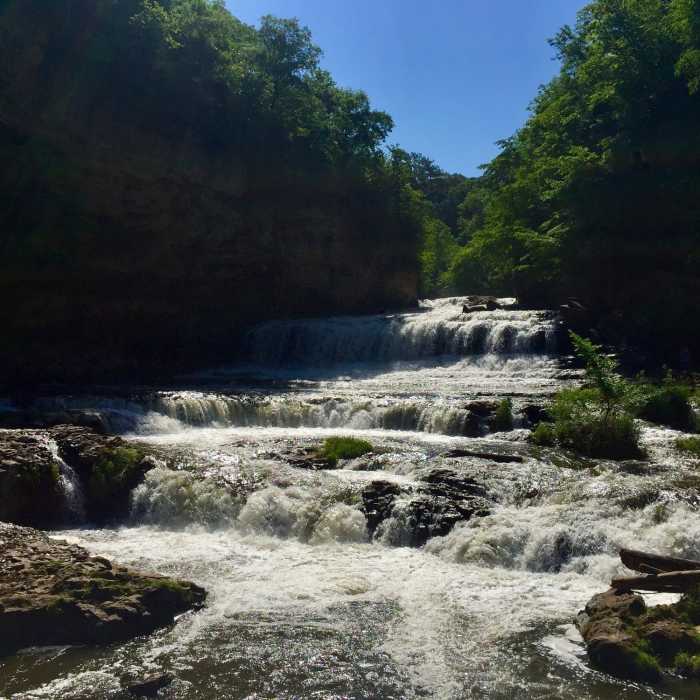 The multiple cascades of Willow Falls. Near Burkhardt Trail