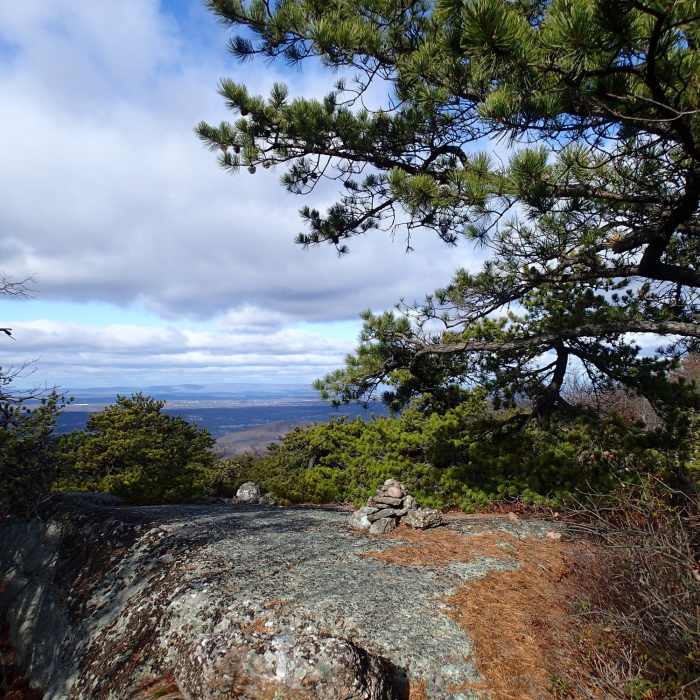 Western Ridge Trail traverses rocky ridgeline to great views of the Lower Hudson Valley. Near Western Ridge Trail
