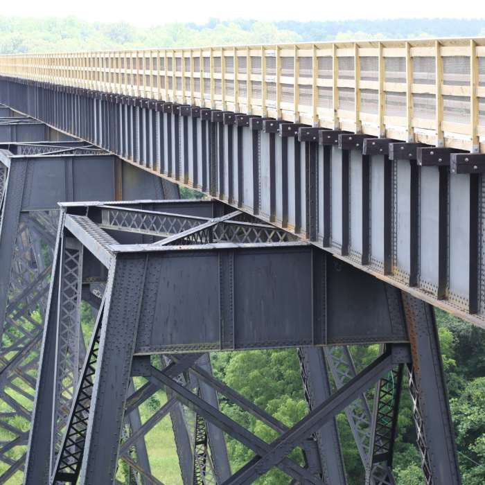 A side view of the High Bridge at High Bridge Trail State Park. Near High Bridge Trail