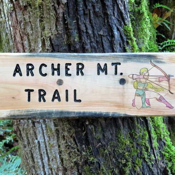 Enjoy the trail signs! Near Archer Mountain