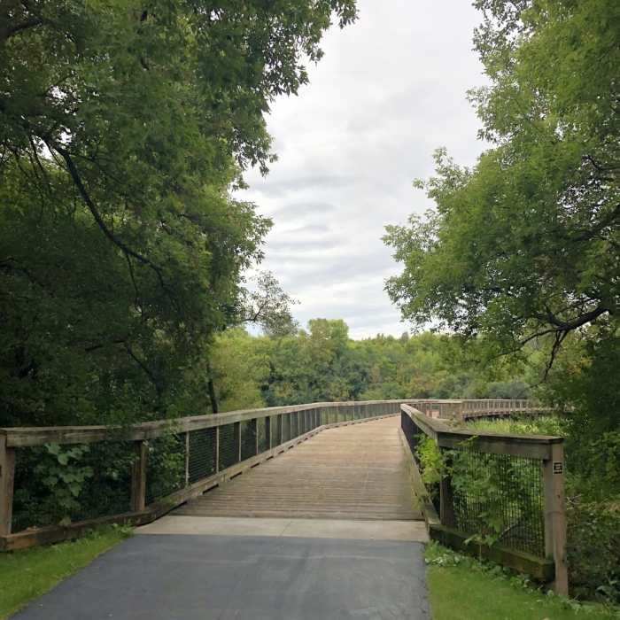 Boardwalk/wooden bridge on the trail. Near Mud Lake Loop