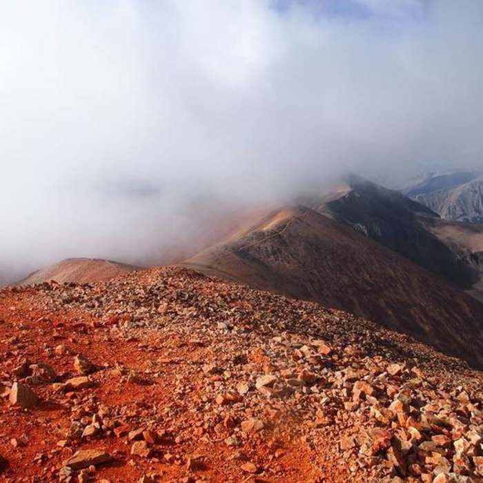 Unique Redcloud dirt near the summit of Redcloud Peak Near Redcloud Peak