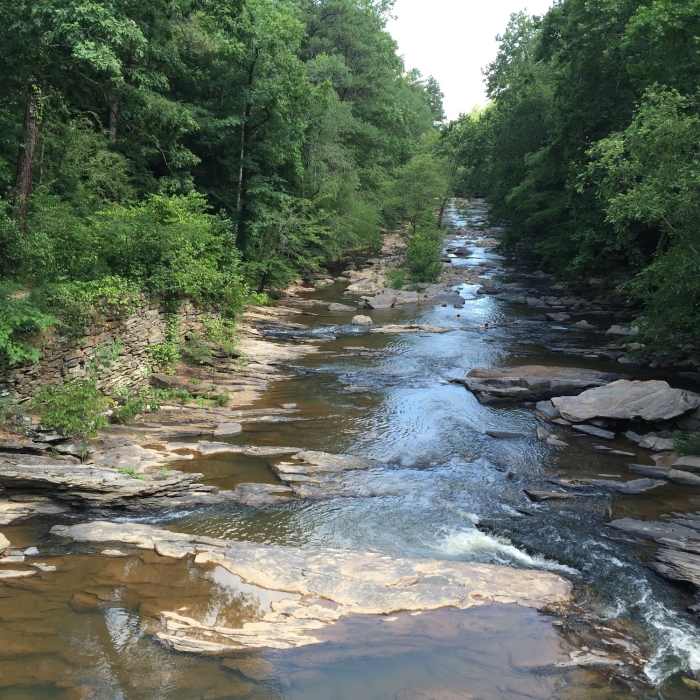 View of Sope Creek from the bridge crossing along Paper Mill Road. There are ruins on both sides here which can be accessed by the trail. Near Columns Drive to Sope Creek Figure 8