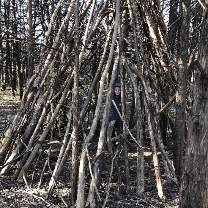 Someone has make a fun place to play in the woods! Near Chisolm Creek Park Natural Surface Trail 2