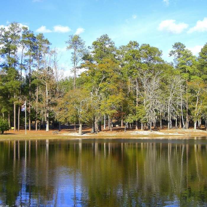 Park Office from the dam. Near Skinner's Shed Out-and-Back