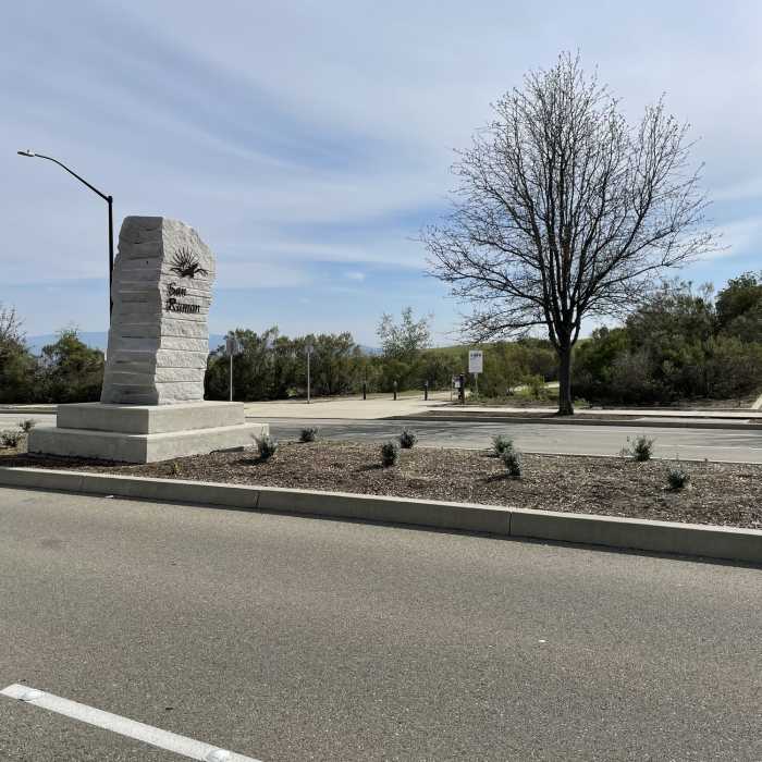 Entrance is non-descript, center of photo across the street. Near Tassajara Ridge Trail