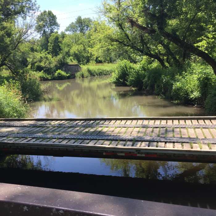 Footbridge on the North Shore Trail over Mill Creek which pours into Lake MacBride. Near Solon to MacBride Beach
