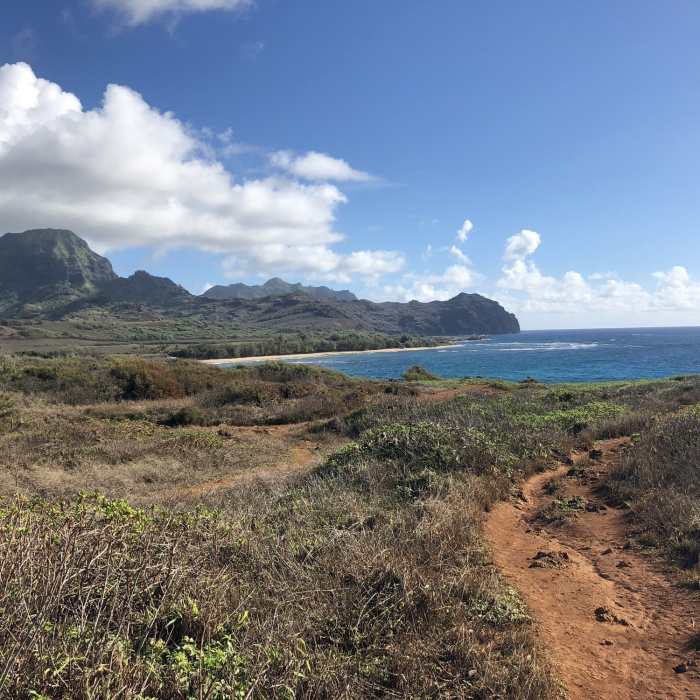 View of the trail toward Gillins Beach Near Maha'ulepu Heritage Trail