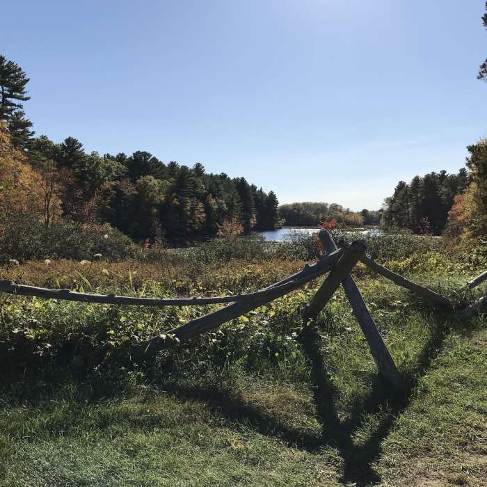 Fall colors and Upper Leach Pond from the Tisdale Site. Near Borderland State Park Loop