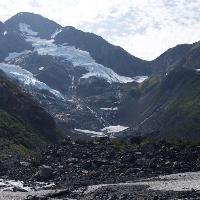 Byron Glacier lies at the top of the valley. Great views spread out before you. You can see all of the characteristics of a glacier valley on this hike. Near Byron Glacier Trail