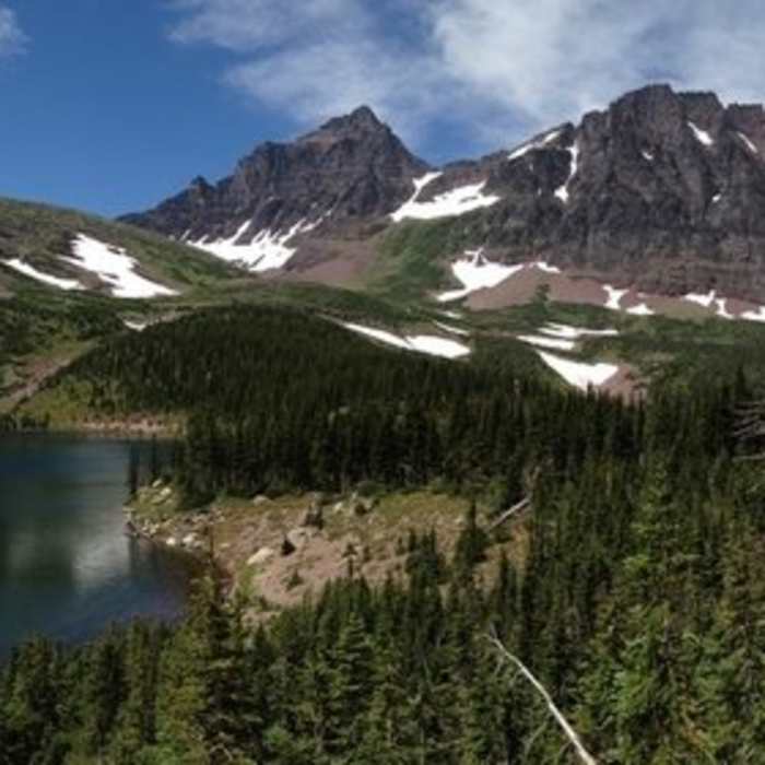 A view of Cobalt Lake in front of Two Medicine Pass Near Two Medicine Pass
